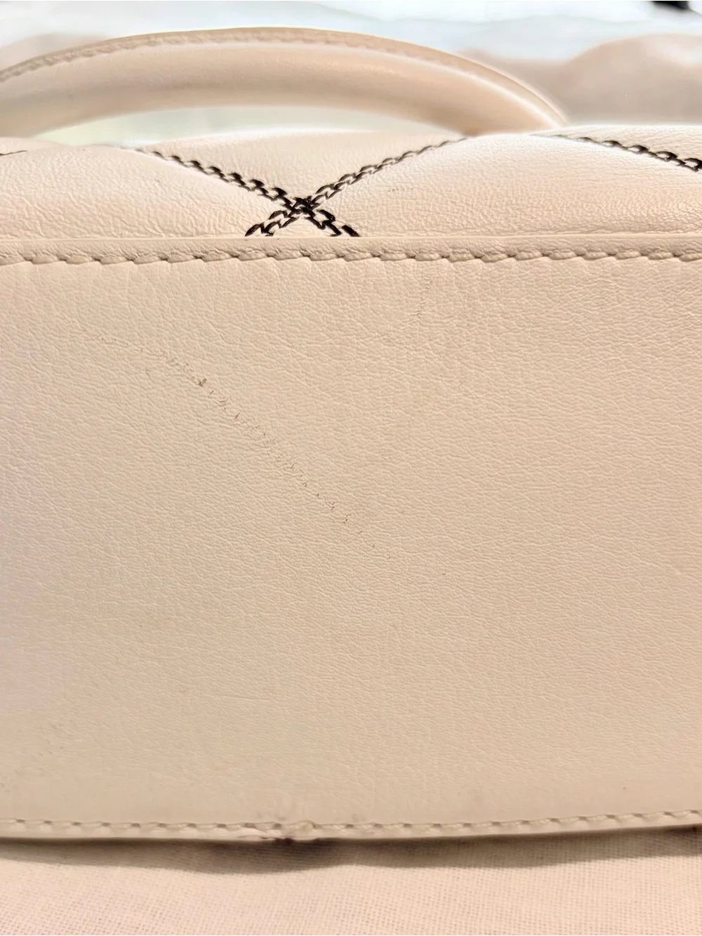 kate spade Cream Quilted Diamond-Pattern Satchel/Crossbody with Gold Hardware
